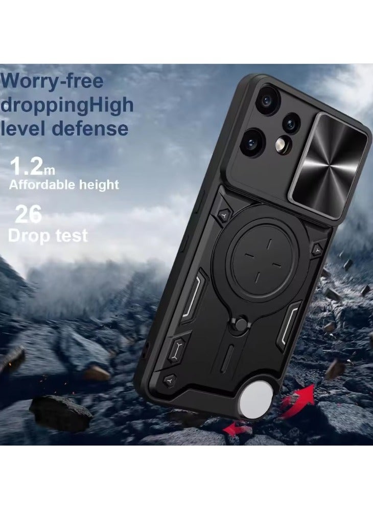 Case for Nothing CMF Phone 2 Pro,[Built-in Kickstand] Magnetic Rotate Ring Holder Heavy Duty TPU+PC Shockproof Protect Phone Case for Nothing CMF Phone 2 Pro 5G (Black)  - Image 4