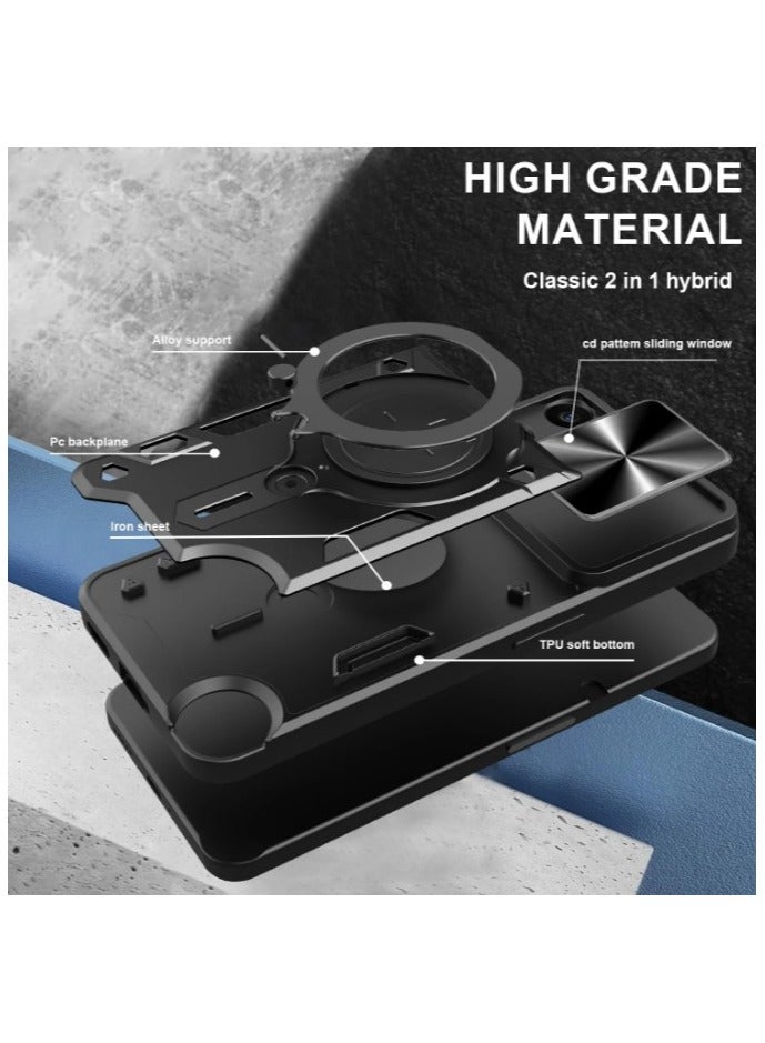Case for Nothing CMF Phone 2 Pro,[Built-in Kickstand] Magnetic Rotate Ring Holder Heavy Duty TPU+PC Shockproof Protect Phone Case for Nothing CMF Phone 2 Pro 5G (Black)  - Image 2