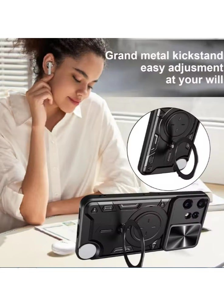 Case for Nothing CMF Phone 2 Pro,[Built-in Kickstand] Magnetic Rotate Ring Holder Heavy Duty TPU+PC Shockproof Protect Phone Case for Nothing CMF Phone 2 Pro 5G (Black)  - Image 3