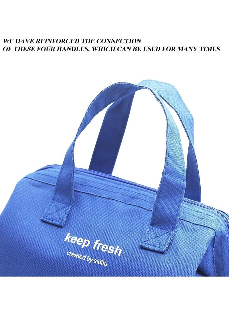 KASTWAVE حقيبة غداء بينتو، حقيبة معزولة حرارياً بسماكة، حقيبة بينتو مبردة، حقيبة حمل صندوق الغداء للطلاب والسيدات والرجال للنزهات والعمل في الهواء الطلق باللون الأزرق - Image 3