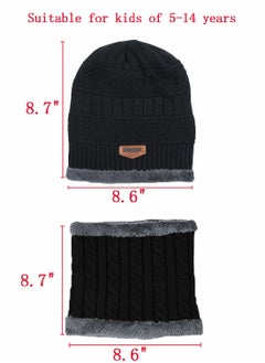 SYOSI Kids Beanie Hat Scarf Set, 2 Pcs Knit Winter Warm Set for Toddler Boys Girls for 1-6 Years Old Kids Winter Beanie Hat Scarf Set with Knit Thick Warm Fleece Lined Black  - Image 5