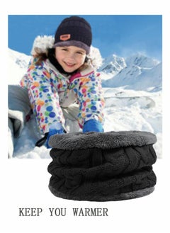 SYOSI Kids Beanie Hat Scarf Set, 2 Pcs Knit Winter Warm Set for Toddler Boys Girls for 1-6 Years Old Kids Winter Beanie Hat Scarf Set with Knit Thick Warm Fleece Lined Black  - Image 3