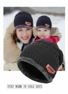 SYOSI Kids Beanie Hat Scarf Set, 2 Pcs Knit Winter Warm Set for Toddler Boys Girls for 1-6 Years Old Kids Winter Beanie Hat Scarf Set with Knit Thick Warm Fleece Lined Black  - Image 4