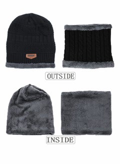 SYOSI Kids Beanie Hat Scarf Set, 2 Pcs Knit Winter Warm Set for Toddler Boys Girls for 1-6 Years Old Kids Winter Beanie Hat Scarf Set with Knit Thick Warm Fleece Lined Black  - Image 2