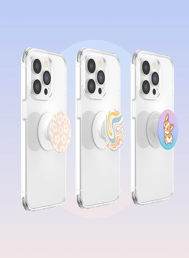 PopSockets Adorable Abstract Phone Grip Bundle, Includes 3 PopGrips - Cheeky Corgi, Mod Flowers, Soft Waves - Image 1