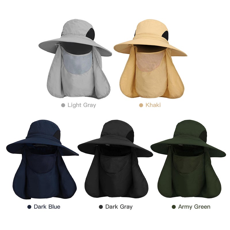 Outdoor UV Protection Sun Hat Fishing Hat with Face Cover and Neck Flap for Men and Women Hiking Climbing Gardening - Image 3