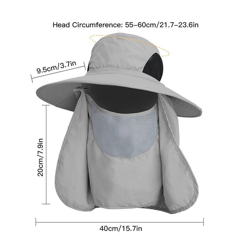 Outdoor UV Protection Sun Hat Fishing Hat with Face Cover and Neck Flap for Men and Women Hiking Climbing Gardening - Image 5