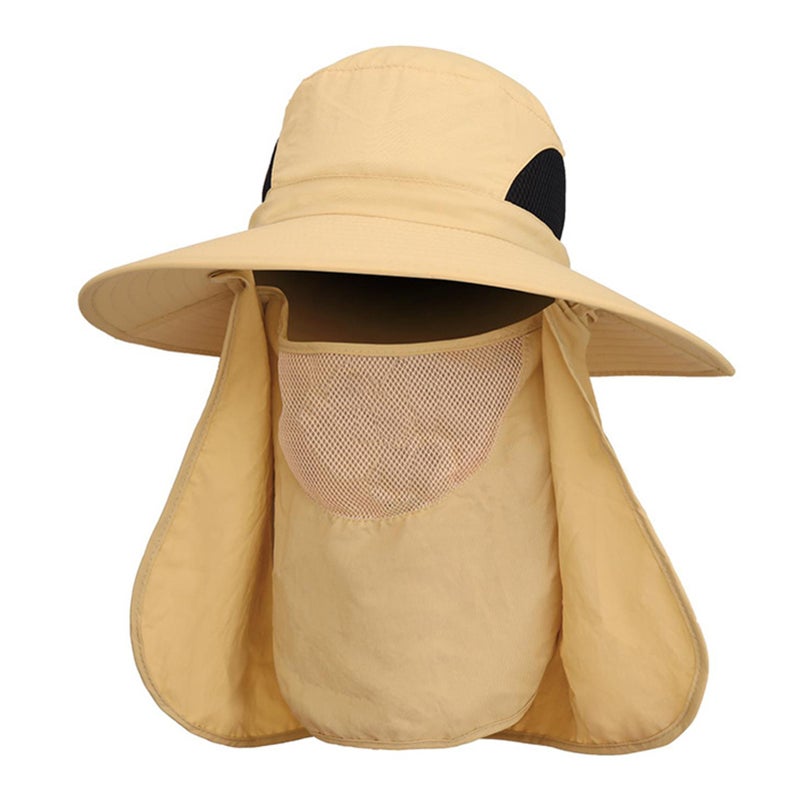 Outdoor UV Protection Sun Hat Fishing Hat with Face Cover and Neck Flap for Men and Women Hiking Climbing Gardening - Image 1