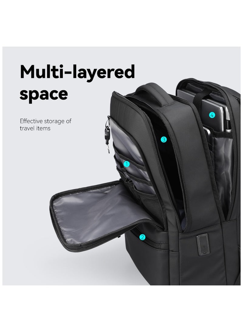 Mark Ryden MR6033 Grey Laptop Backpack 15.6 Inch Water Resistant Travel Bag with USB Charging Port Oxford PU Fabric Anti Theft Pocket and Multi Layer Storage for Business and Daily Commute - Image 5