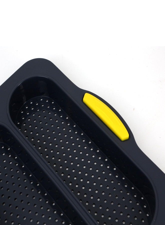 BuleVina French Bread Hoagie Sub Roll Baking Pans 4-slot Mold, Non Stick Silicone Mould Tray for Baguette Sandwich Hot Dog Bun Loaf Food, Mini Tool Set for Homemade Household Restaurant Breakfast Dinner (Gray) - Image 4
