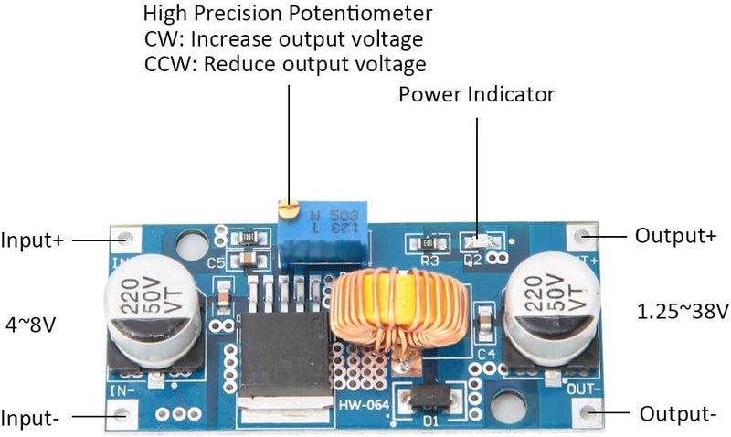 DC DC Converter, XL4015 75W Step Down Power Supply Module Short Circuit Over Temperature Aluminum Heat Sink - Image 5