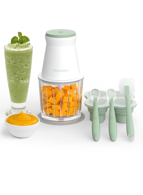 Baby Food Maker, Baby Food Processor Gift Set for Baby Food, Meat, Vegetable, Fruit, Baby Food Blender with Baby Food Containers, Food Freezer Tray, Silicone Spoons
