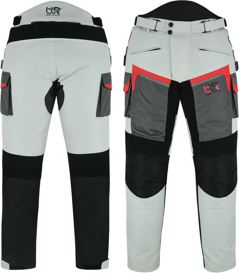 BTR BORN TO RACE Men's Motorcycle Waterproof Textile Cordura Trousers with CE Approved Protection - Image 1