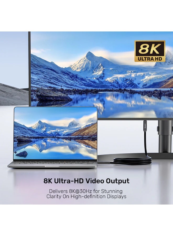 UNITEK USB-C Fiber Optic Cable 8K@30Hz, 10Gbps Data Transfer, 60W Power Delivery, Full-Featured Type-C Cable, Durable TPE Jacket – Black C14178ABK01-10M - Image 3