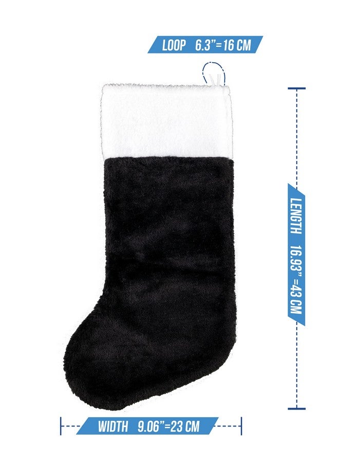 Iconikal 18-Inch Plush Fabric Christmas Stocking, 4-Pack (Black) - Image 4
