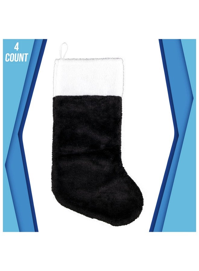 Iconikal 18-Inch Plush Fabric Christmas Stocking, 4-Pack (Black) - Image 3