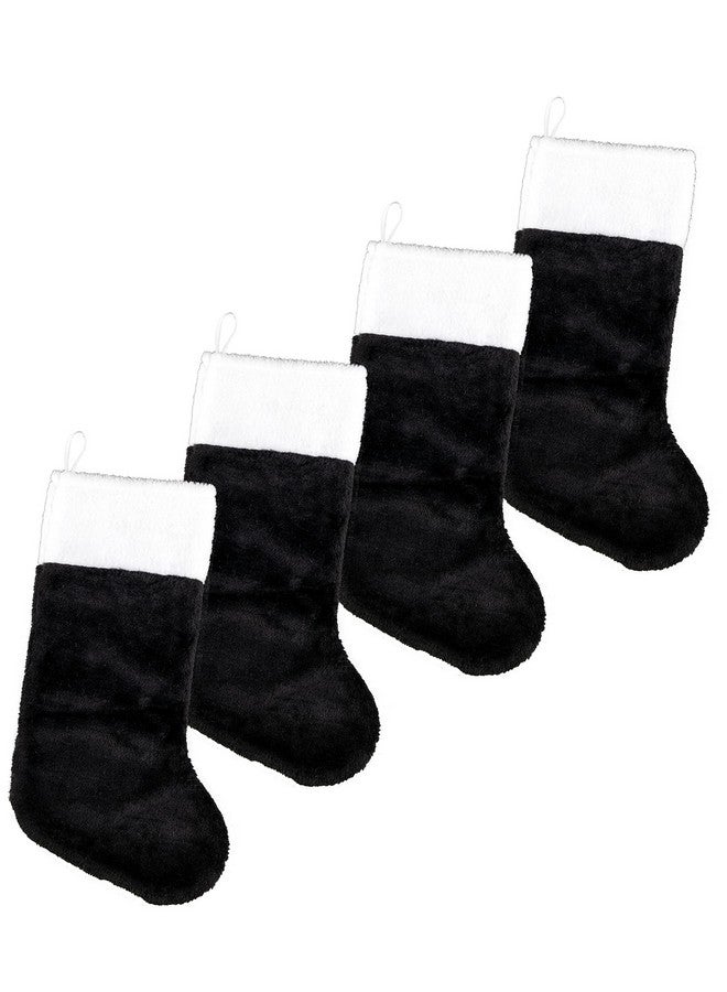 Iconikal 18-Inch Plush Fabric Christmas Stocking, 4-Pack (Black) - Image 1