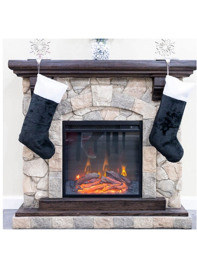 Iconikal 18-Inch Plush Fabric Christmas Stocking, 4-Pack (Black) - Image 5