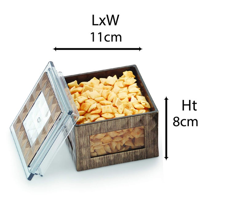 Liza Polypropylene Air Tight Dry Fruit Container Tray Set with Lid & Serving Tray, Airtight Container Set (Set of 4, Clara), Brown - Image 3