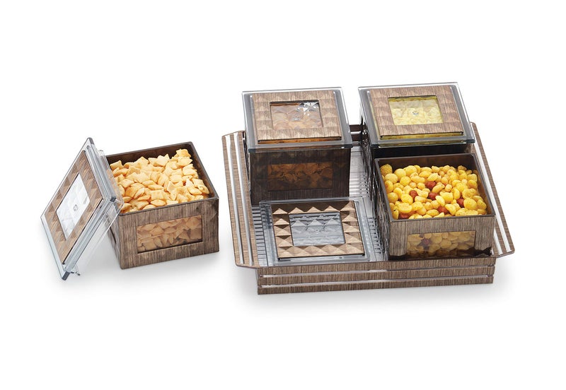 Liza Polypropylene Air Tight Dry Fruit Container Tray Set with Lid & Serving Tray, Airtight Container Set (Set of 4, Clara), Brown - Image 2