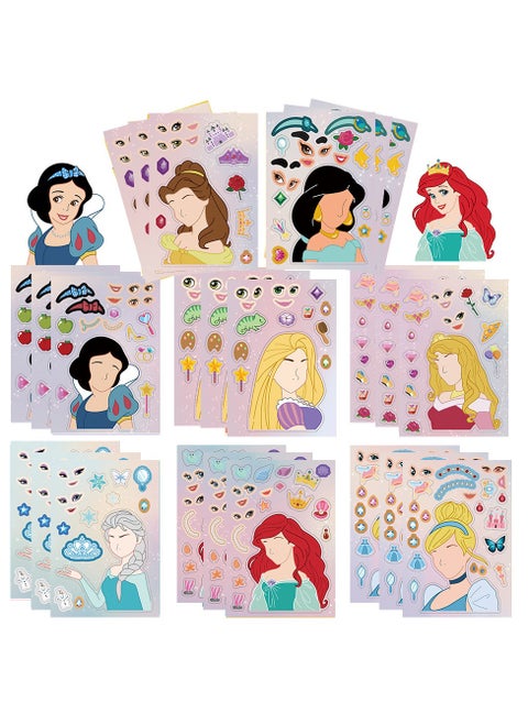 8 Sheets/Set Princess Stickers Make a Face Puzzle Stickers Waterproof Stickers DIY Craft for Kids