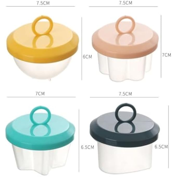 كيلا عبوات البيض بوشر 4 عبوات من قوالب البيض غير اللاصقة مع فرشاة بيض مقاومة عالية الحرارة أكواب سلق البيض 4 أشكال لسندويشات الإفطار، خبز الذرة، خبز الفطائر الهوبي وكعكة القصيرة - Image 5