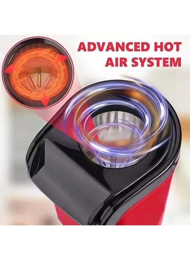 Mini Fast Hot Air Popcorn Popper Machine No Oil Popcorn Makerideal For Watching Movies And Holding Parties In Home Healthy Hot Air Popcorn Popper Red - Image 5