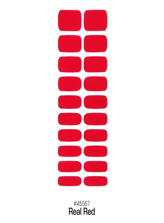 Laflare Gel Glossy Nail Strips, Self Adhesive Gel Nail Art Decals Polish Stickers with 20 Pieces Double-End Strips Glitter False Nails Including Trimming File (R45567 - Real Red) - Image 2