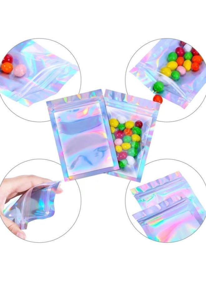100-Piece Laser Foil Storage Pouch Seal Bag Set Clear/Silver 7.5x12cm - Image 2