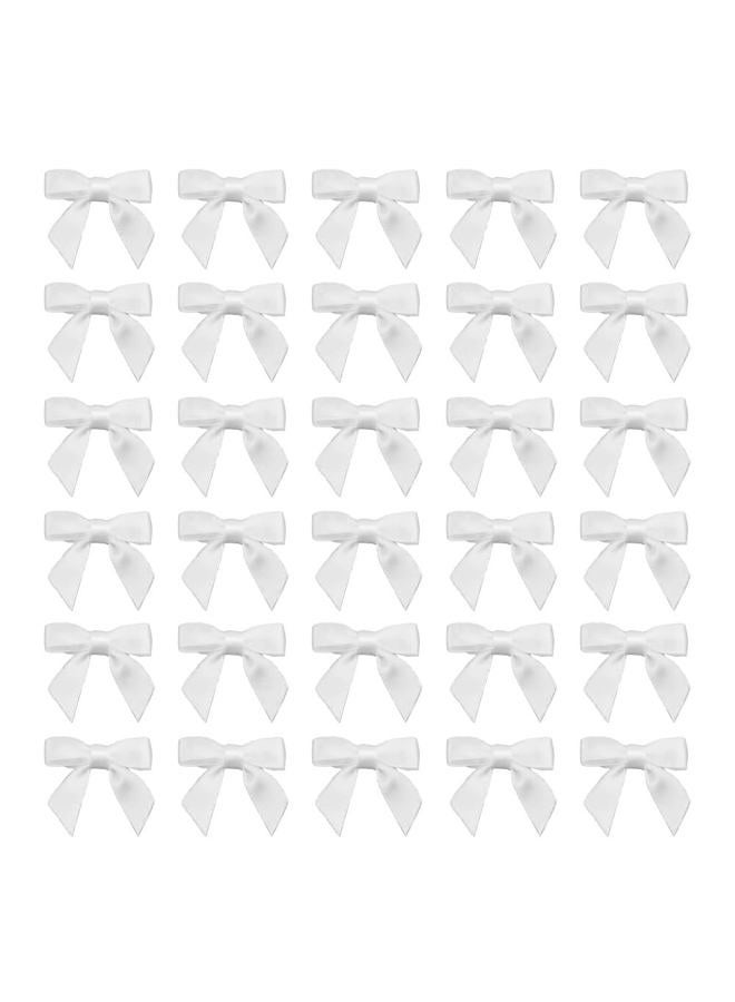 7Rainbows 50pcs Boutique 1.5" White Satin Ribbon Mini Bows for Craft Sewing Scrapbooking Wedding and Gift Wrapping - Image 1