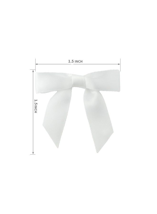 7Rainbows 50pcs Boutique 1.5" White Satin Ribbon Mini Bows for Craft Sewing Scrapbooking Wedding and Gift Wrapping - Image 2