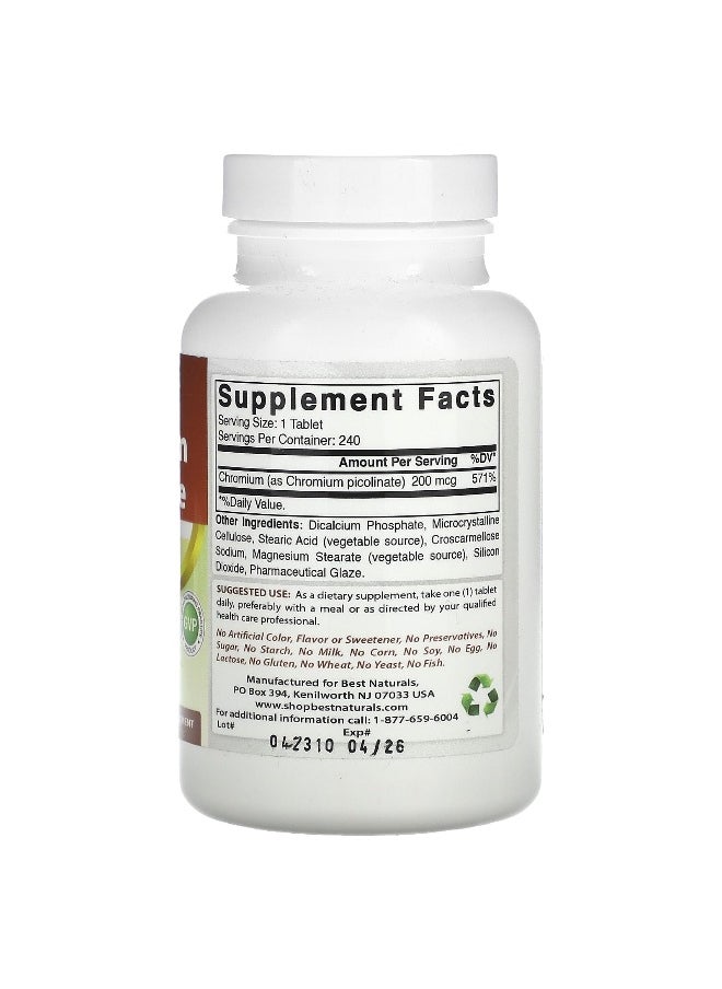 Best Naturals Best Naturals, Chromium Picolinate , 200 mcg , 240 Tablets  - Image 2