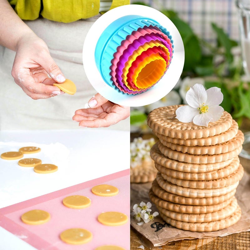 yuntop Cookie Biscuit Cutter Set, Two Side Cookie Cutters Plastic Set Multi-size Cake Fruit Vegetable Shapes Cutter Random color (Round Shaped, 6 Pack) - Image 2