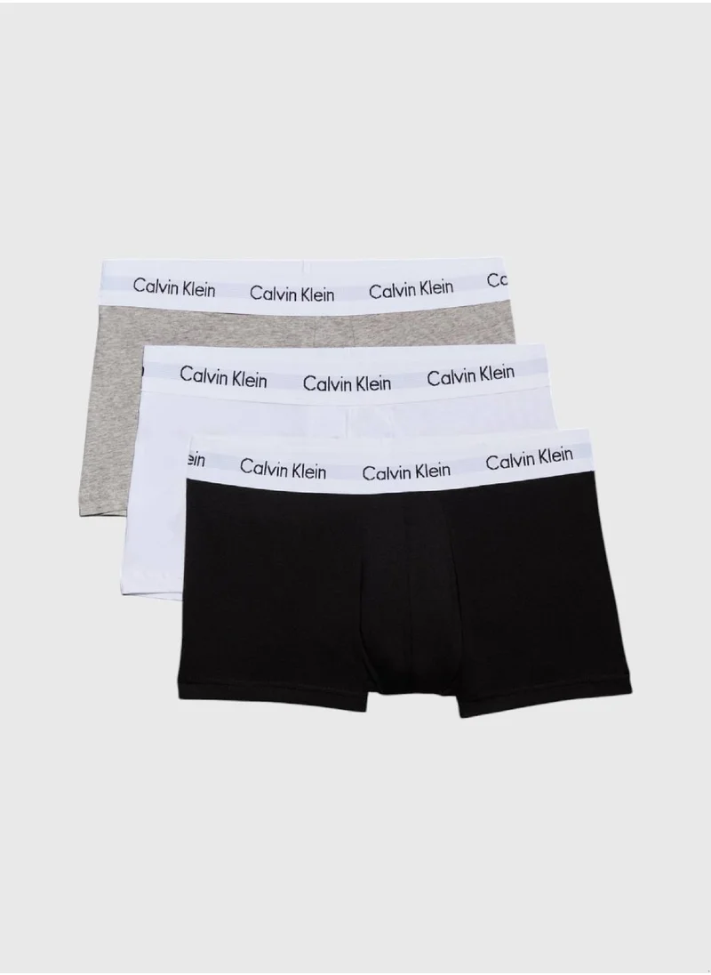 CALVIN KLEIN Men's 3 Pack Low Rise Trunks - Cotton, Black