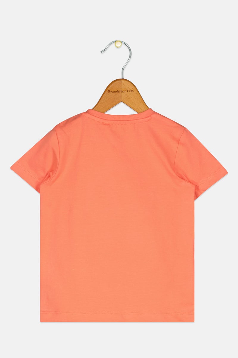 NAME IT تي شيرت قصير الأكمام بنمط رسومي للفتيات الصغيرات، برتقالي - Image 2