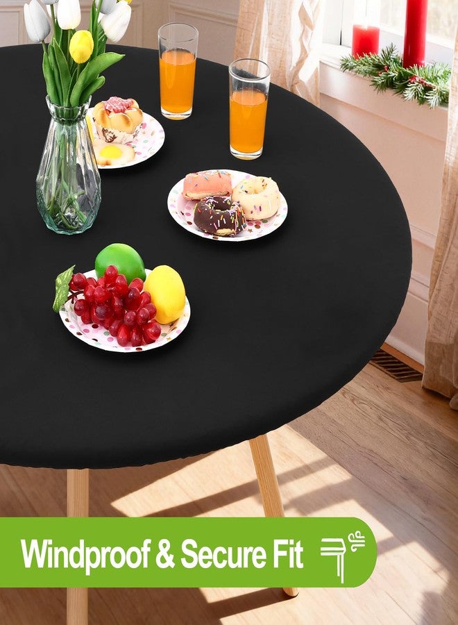 Smiry Spandex Round Tablecloth, Waterproof Elastic Table Cloth for 36-44 Inch Round Tables, Elastic Washable Picnic Tablecloth for Camping, Dining, Indoor and - Image 3
