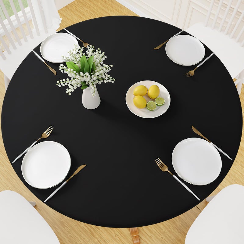 Smiry Spandex Round Tablecloth, Waterproof Elastic Table Cloth for 36-44 Inch Round Tables, Elastic Washable Picnic Tablecloth for Camping, Dining, Indoor and - Image 1