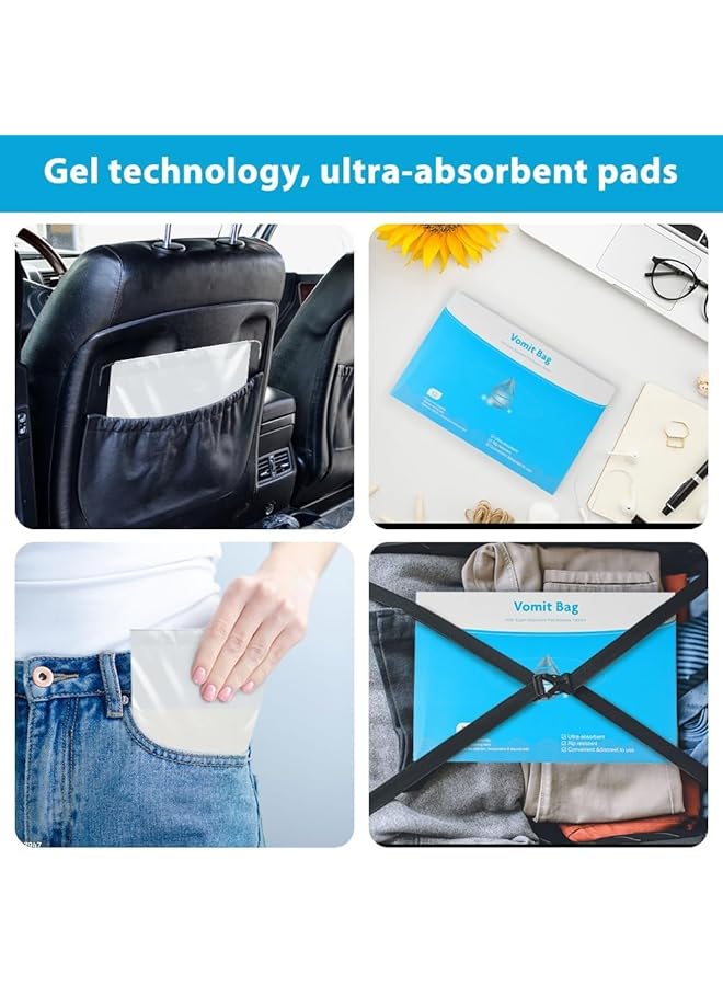 ELECDON Absorbent Sick Bags 12 Pack Leakproof Vomit Bag For Travel – 1000Ml Gel Transforming Odorless Motion Sickness For Car Boat Plane – Kids Pregnancy & Emergency Use (1 Box) - Image 5