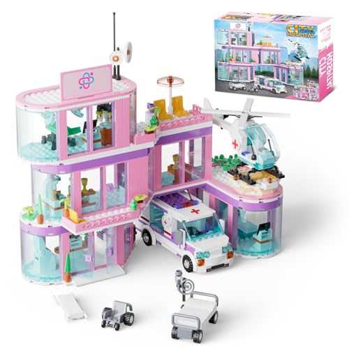 QLT QIAOLETONG Friends City Hospital Building Set, Ambulance Truck with Hospital Bed Wheelchair Playset Birthday, Gift for Boys Girls Kids 6+ Years Old-Compatible with Lego for Girls Age 8-12 - Image 1
