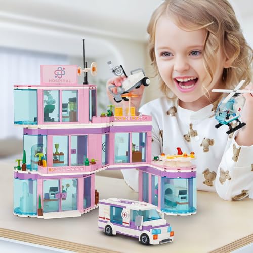 QLT QIAOLETONG Friends City Hospital Building Set, Ambulance Truck with Hospital Bed Wheelchair Playset Birthday, Gift for Boys Girls Kids 6+ Years Old-Compatible with Lego for Girls Age 8-12 - Image 5