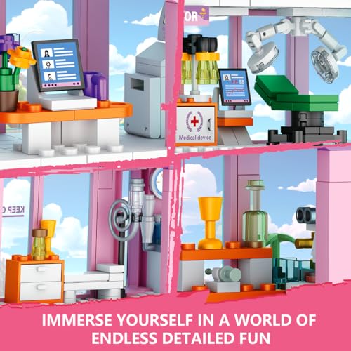 QLT QIAOLETONG Friends City Hospital Building Set, Ambulance Truck with Hospital Bed Wheelchair Playset Birthday, Gift for Boys Girls Kids 6+ Years Old-Compatible with Lego for Girls Age 8-12 - Image 4