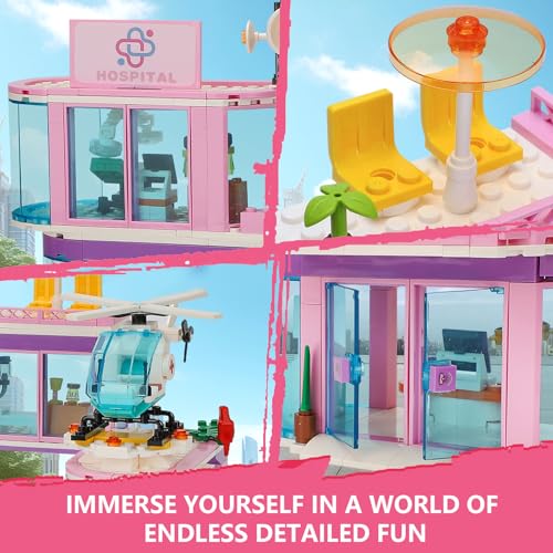 QLT QIAOLETONG Friends City Hospital Building Set, Ambulance Truck with Hospital Bed Wheelchair Playset Birthday, Gift for Boys Girls Kids 6+ Years Old-Compatible with Lego for Girls Age 8-12 - Image 3