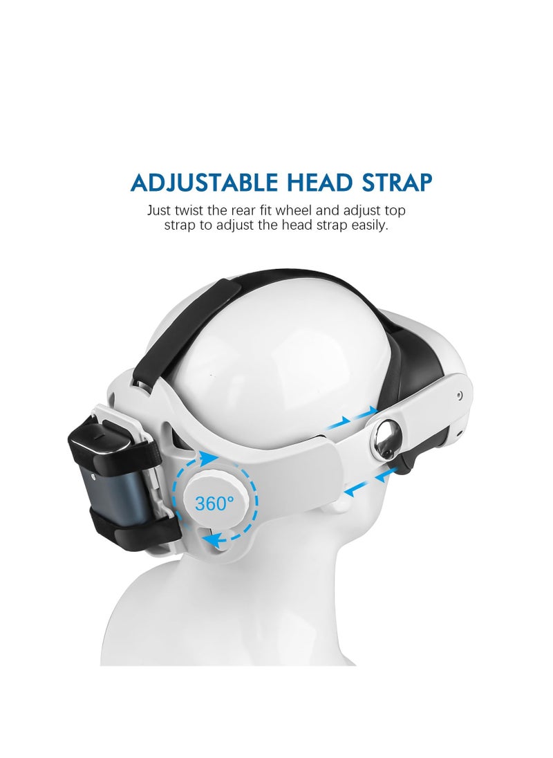 Generic Adjustable Elite Head Strap for Meta Quest 2 & 3 with Battery Holder, Compatible with Oculus Quest 2 & 3, Enhances Comfort and Reduces Face Pressure (White)  - Image 3