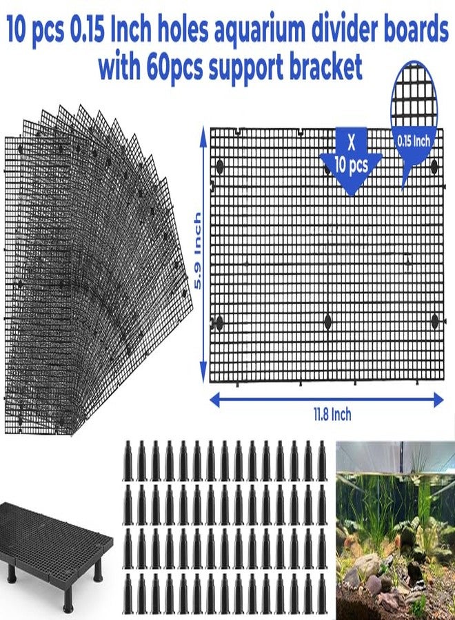 Weramics 10pcs Plastic Egg Crate Grip Bottom Fish Tank Isolation Board Egg Crate Tray Panel Fish Tank Divider 60pcs Aquarium Board Support Kits - Image 2