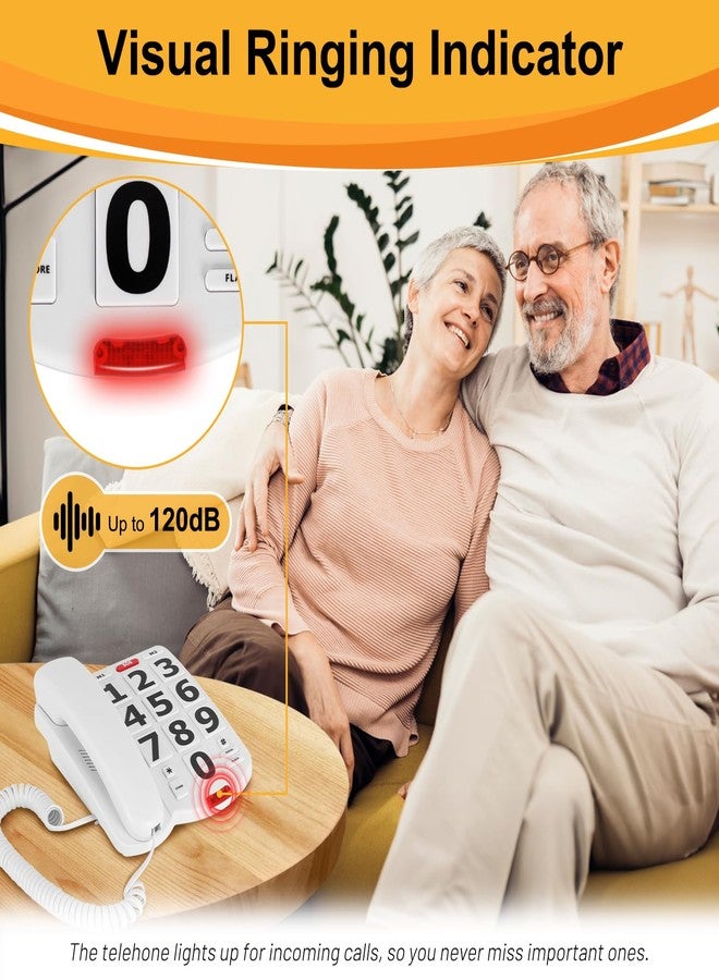 Uvital هاتف Uvital ذو الأزرار الكبيرة لكبار السن، هاتف أرضي لكبار السن بأزرار كبيرة، 3 مفاتيح اتصال سريع بلمسة واحدة، جرس مرئي، مستوى صوت قابل للتعديل، مثالي للمستخدمين ذوي الإعاقة البصرية - Image 4