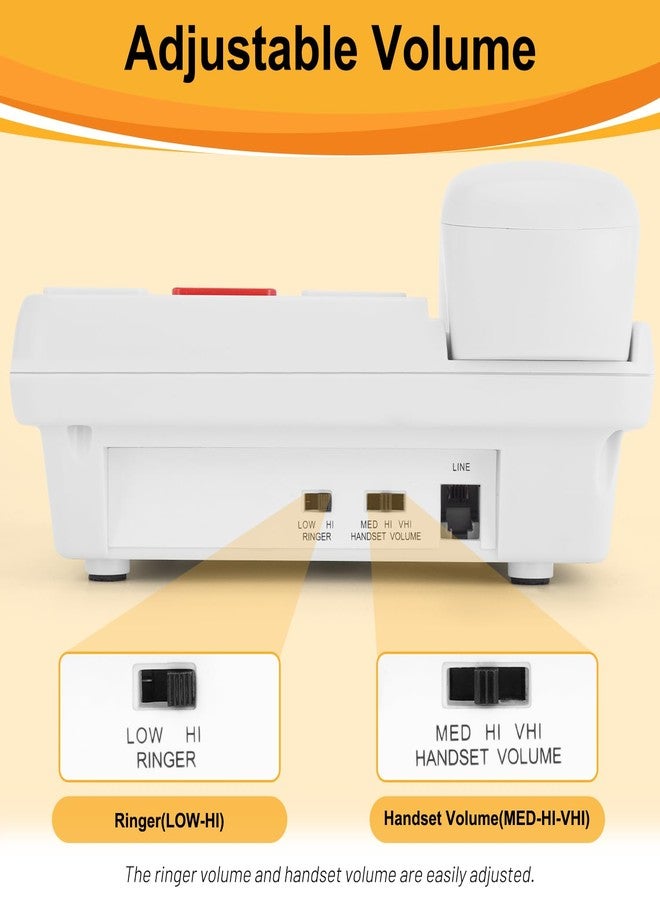Uvital هاتف Uvital ذو الأزرار الكبيرة لكبار السن، هاتف أرضي لكبار السن بأزرار كبيرة، 3 مفاتيح اتصال سريع بلمسة واحدة، جرس مرئي، مستوى صوت قابل للتعديل، مثالي للمستخدمين ذوي الإعاقة البصرية - Image 5