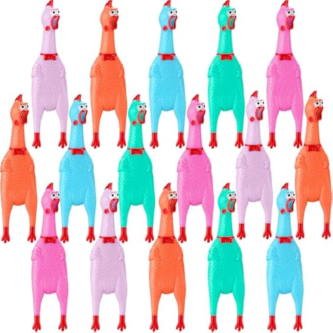 Sratte 16 Pack Screaming Chicken Toys Bulk Large Rubber Squeaking Chicken Toys for Pet Chew Gifts Prank Novelty Toy (12 Inch,Pastel Color) - Image 1