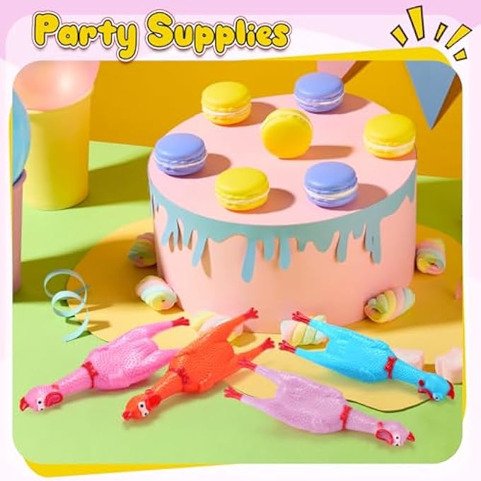 Sratte 16 Pack Screaming Chicken Toys Bulk Large Rubber Squeaking Chicken Toys for Pet Chew Gifts Prank Novelty Toy (12 Inch,Pastel Color) - Image 3