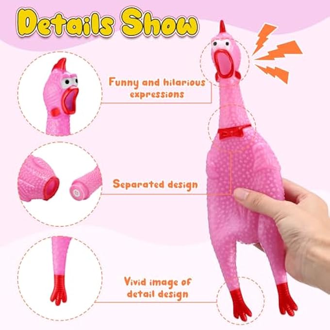 Sratte 16 Pack Screaming Chicken Toys Bulk Large Rubber Squeaking Chicken Toys for Pet Chew Gifts Prank Novelty Toy (12 Inch,Pastel Color) - Image 2