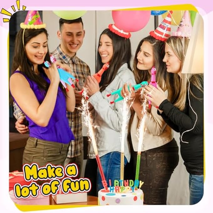 Sratte 16 Pack Screaming Chicken Toys Bulk Large Rubber Squeaking Chicken Toys for Pet Chew Gifts Prank Novelty Toy (12 Inch,Pastel Color) - Image 5